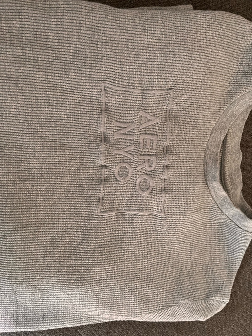 Aeropostale Gray Waffle Knit Crewneck Sweatshirt